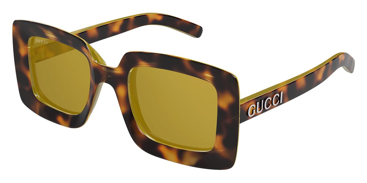 Gucci GG1718S Square Sunglasses in Spotted Havana - Luxury Designer Shades for Women & Men - UV Protection & Polarized Lenses - Perfect for Beach, Driving & Fashion Outfits