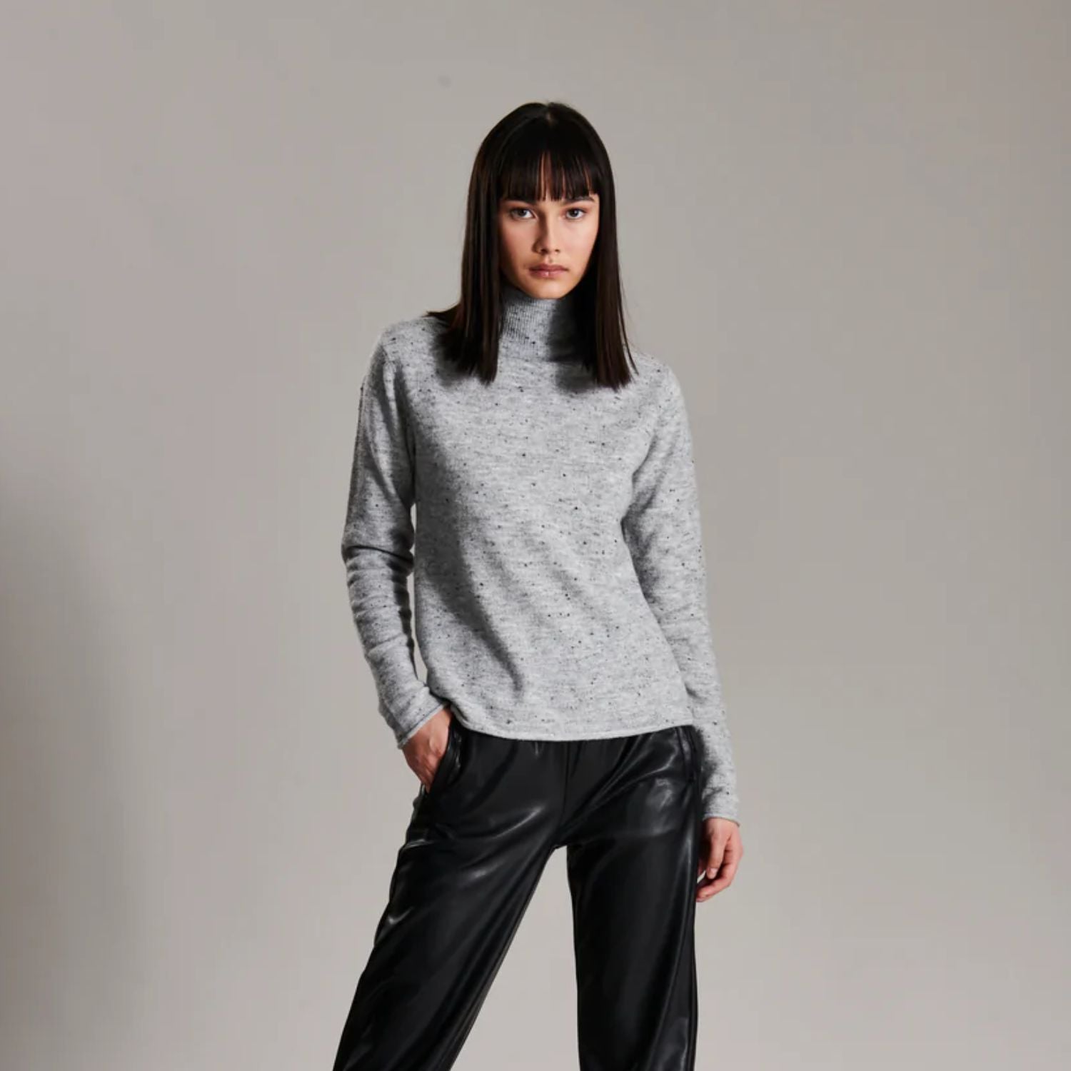 Arielle Women's Winter Turtleneck Sweater - Soft Warm Snow Storm Color Knit Pullover for Cold Weather, Layering & Casual Outfits