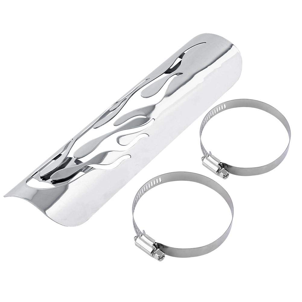 Universal Motorcycle Heat Shield - Flame Resistant Exhaust Pipe Insulation Guard, Silver Muffler Cover for Harley, Honda, Yamaha - Perfect for Long Rides & Hot Weather Protection
