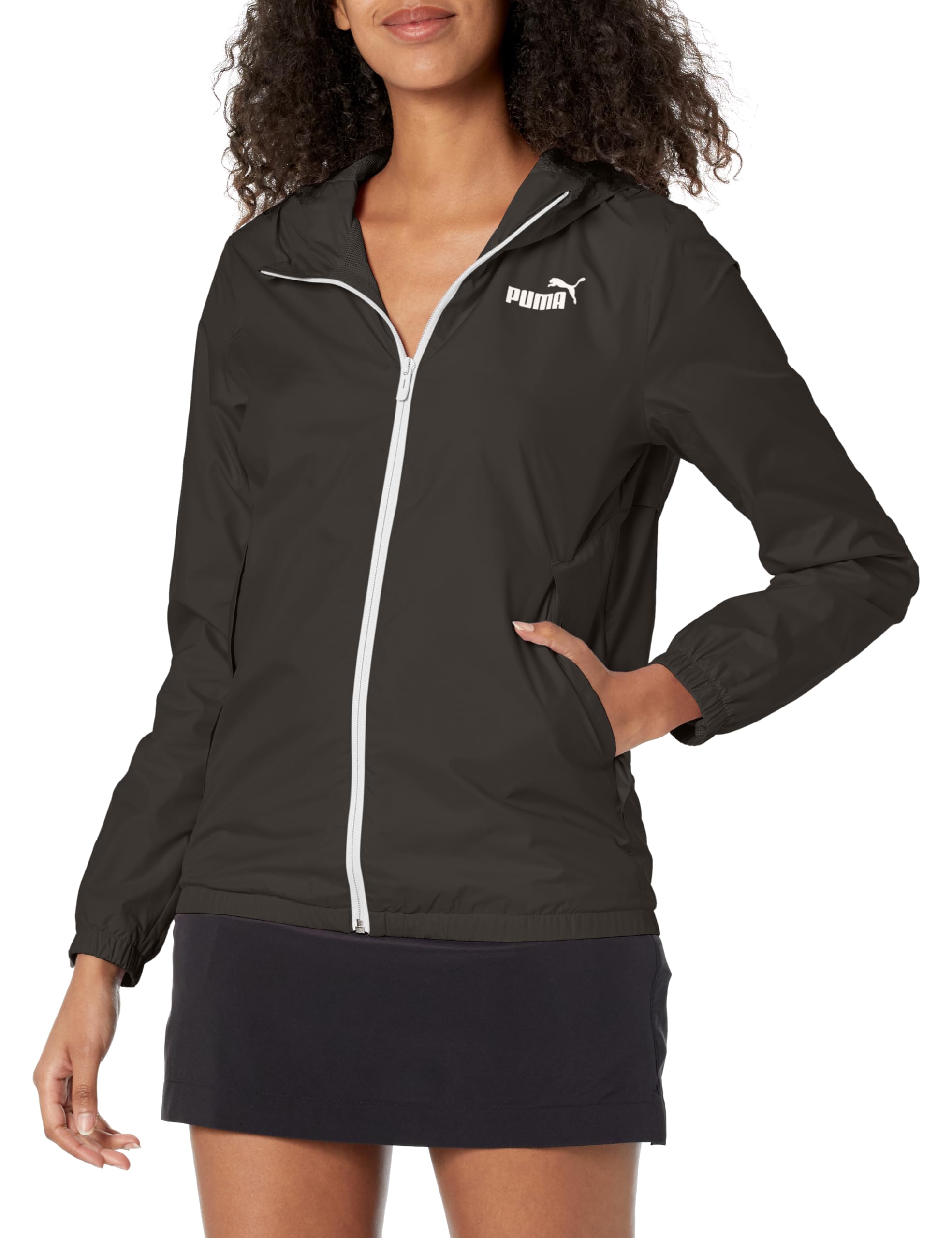 PUMA Women's Essentials Windbreaker Jacket - Lightweight Water-Resistant Running Hoodie for Outdoor Sports & Casual Wear