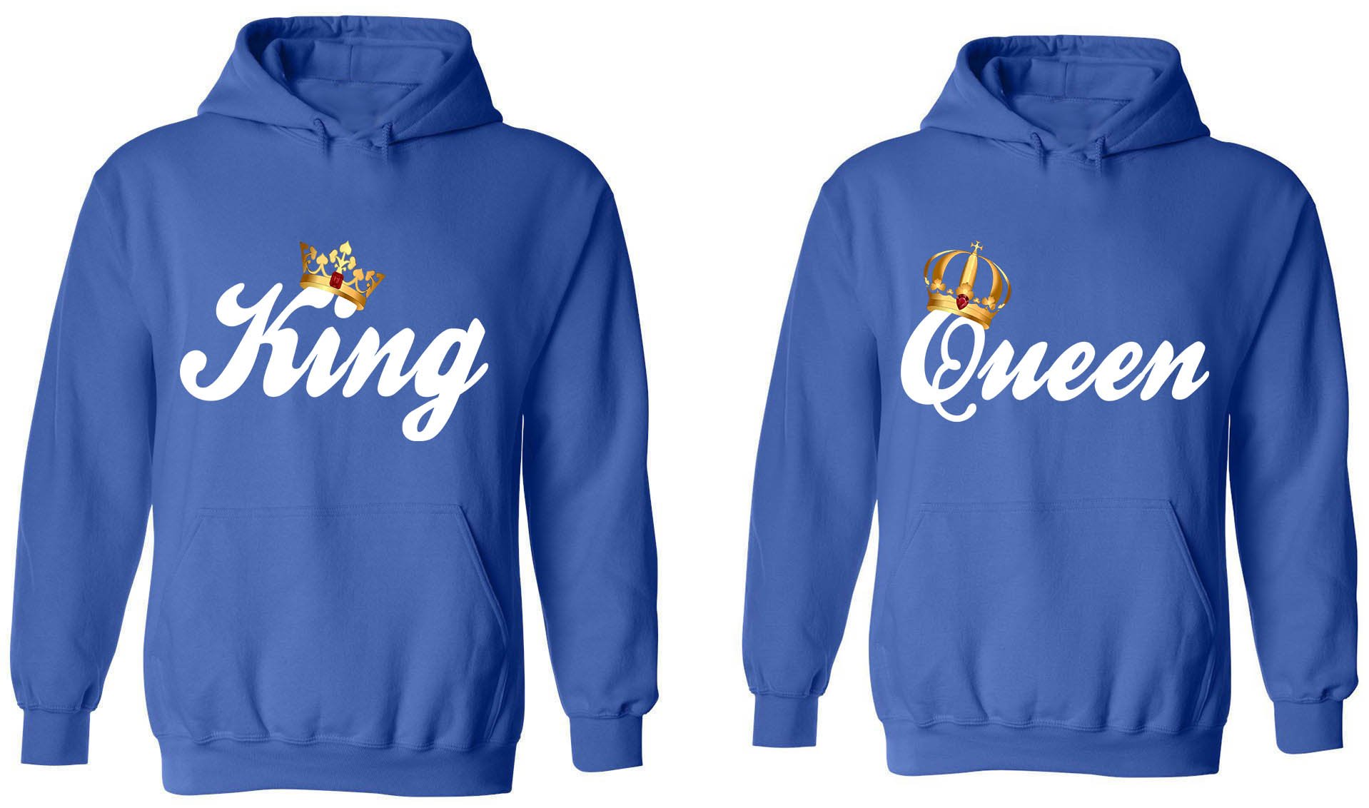 King & Queen Matching Couple Hoodies - His & Her Pullover Sweatshirts for Valentine's Day, Anniversary & Couple Photoshoots