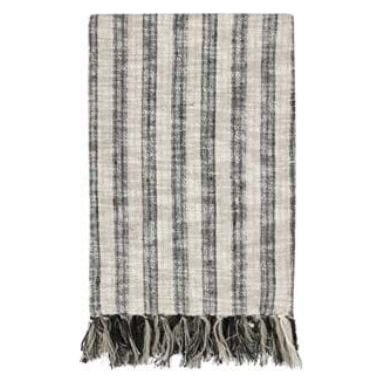 Linna Natural Black Throw Blanket - Soft & Cozy Knit Throw for Couch, Bed, Sofa - Perfect for Home Decor, Living Room, Gift Giving