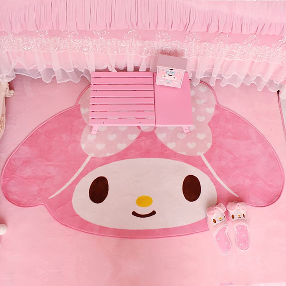 **My Melody Kawaii Cartoon Rug - 100x160cm Soft Pink Anime Carpet for Girls Bedroom, Kids Room Decor, Playroom Floor Mat, Cozy Living Room Accent**