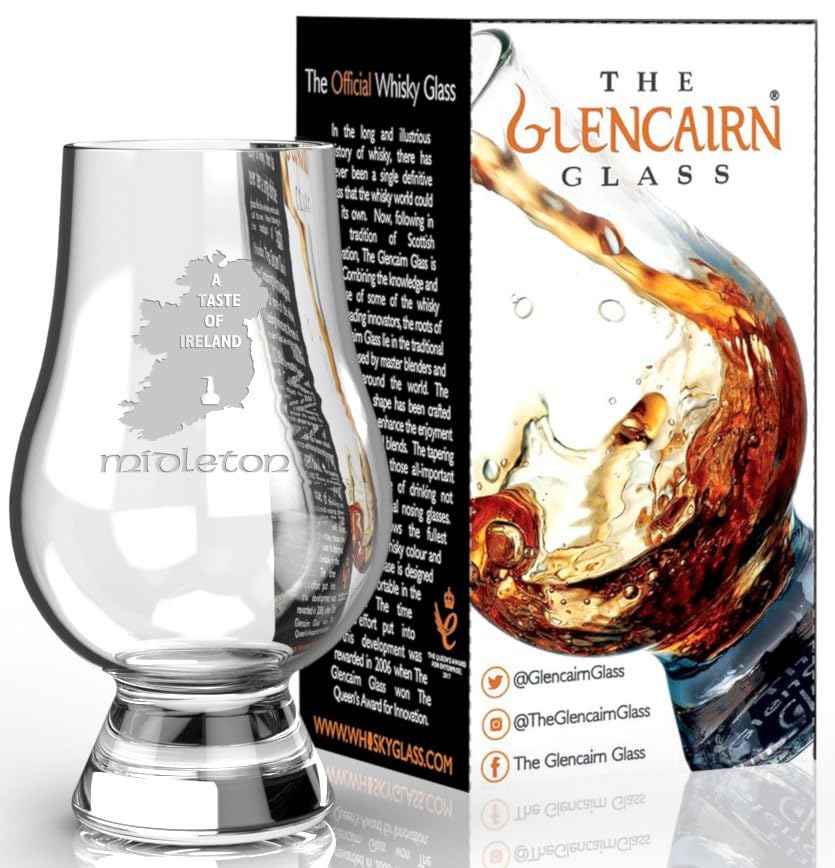 Premium Glencairn Midleton Irish Whiskey Tasting Glass - Authentic Crystal Design for Whiskey Enthusiasts - Perfect for Tasting, Gifting & Home Bar Decor