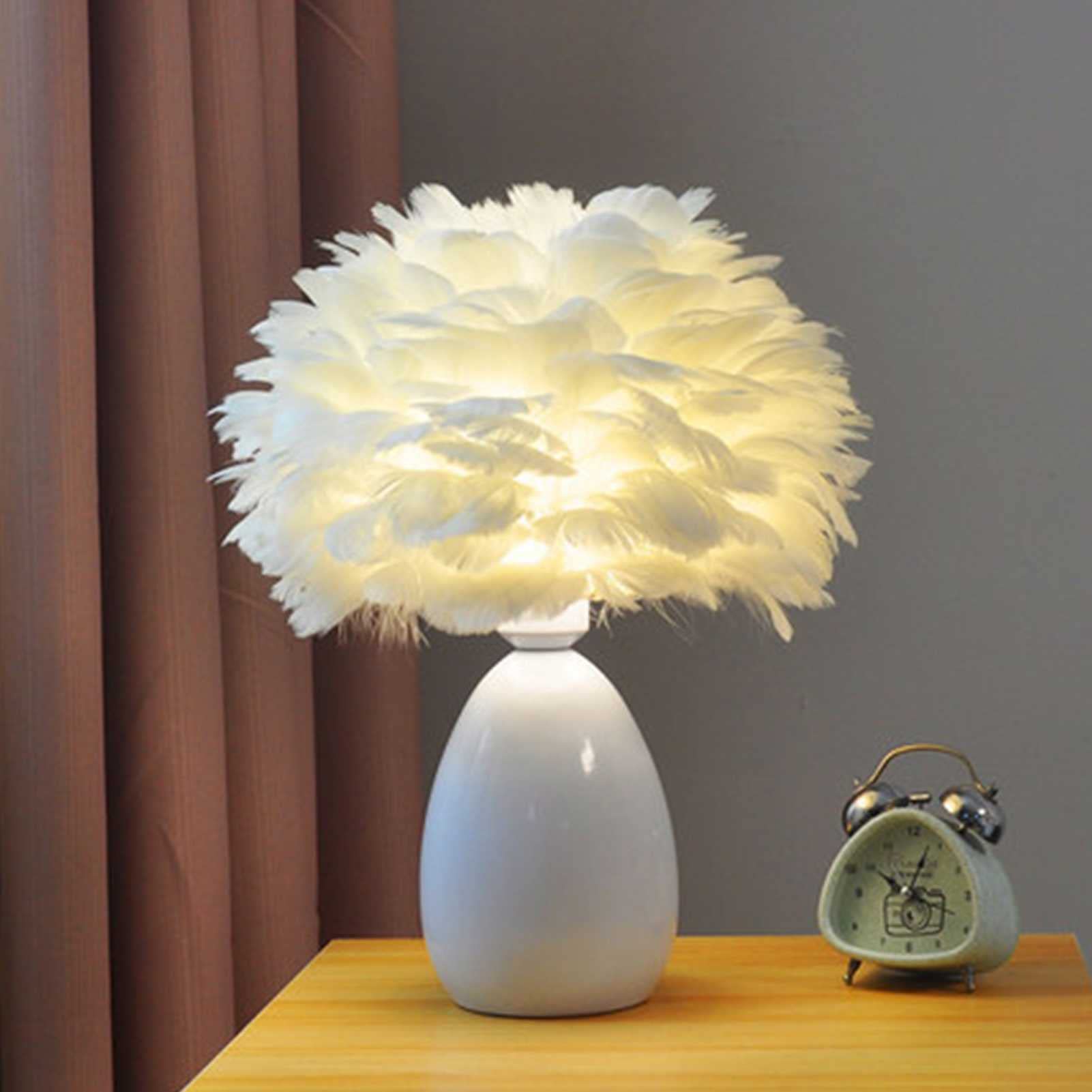 Nordic Modern Feather LED Bedside Lamp - Soft Lighting for Romantic Atmosphere, Home Decor, Wedding & Bedroom Night Light - Perfect for Bedside, Living Room & Nursery Decor