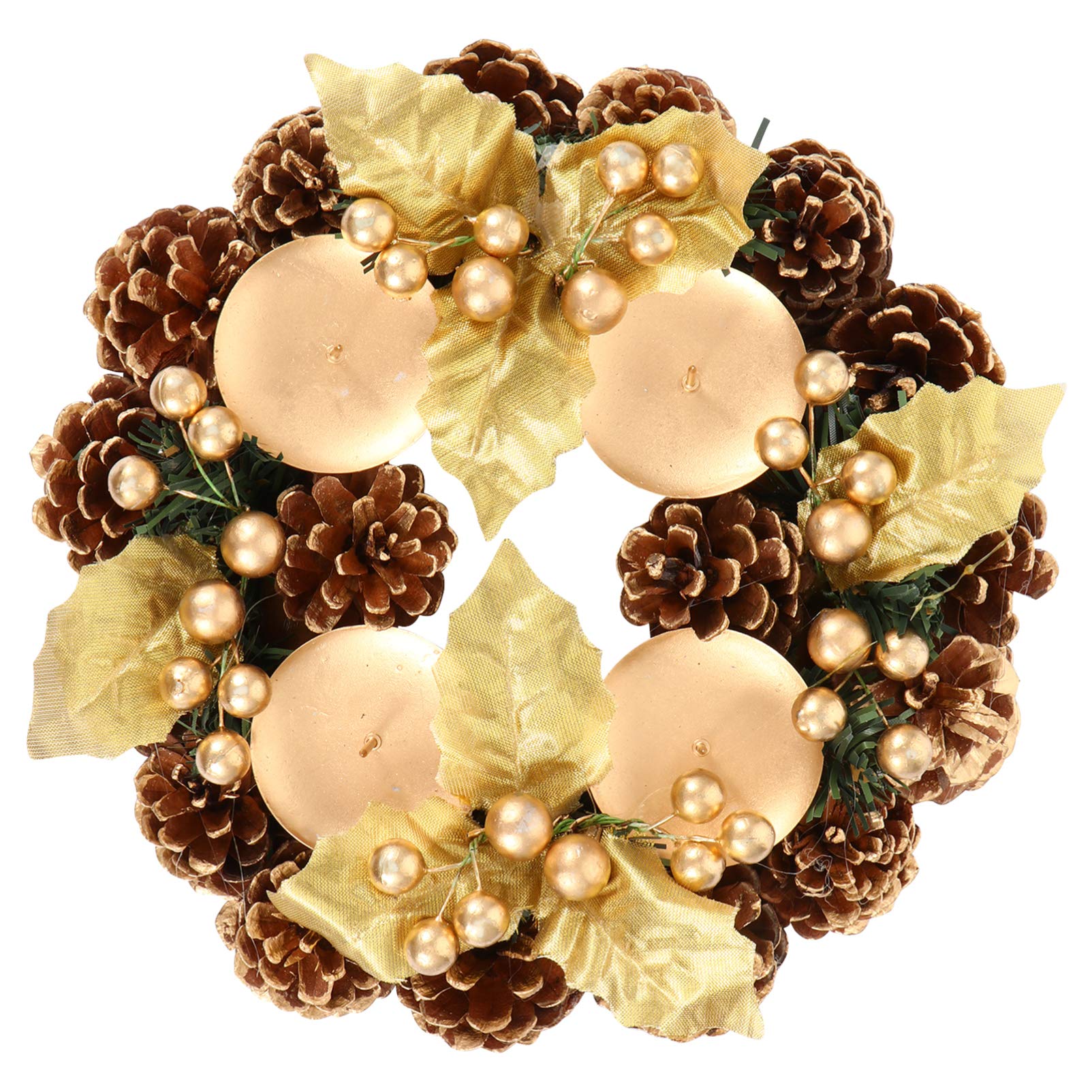 PRETYZOOM 22cm Christmas Wreath Candle Ring - Artificial Red Berry & Pine Cone Decorative Candle Holder for Holiday Table Centerpiece, Xmas Party Decor, Festive Home Decor | Perfect for Christmas Dinner, Mantel Decor, and Winter Wedding Centerpieces