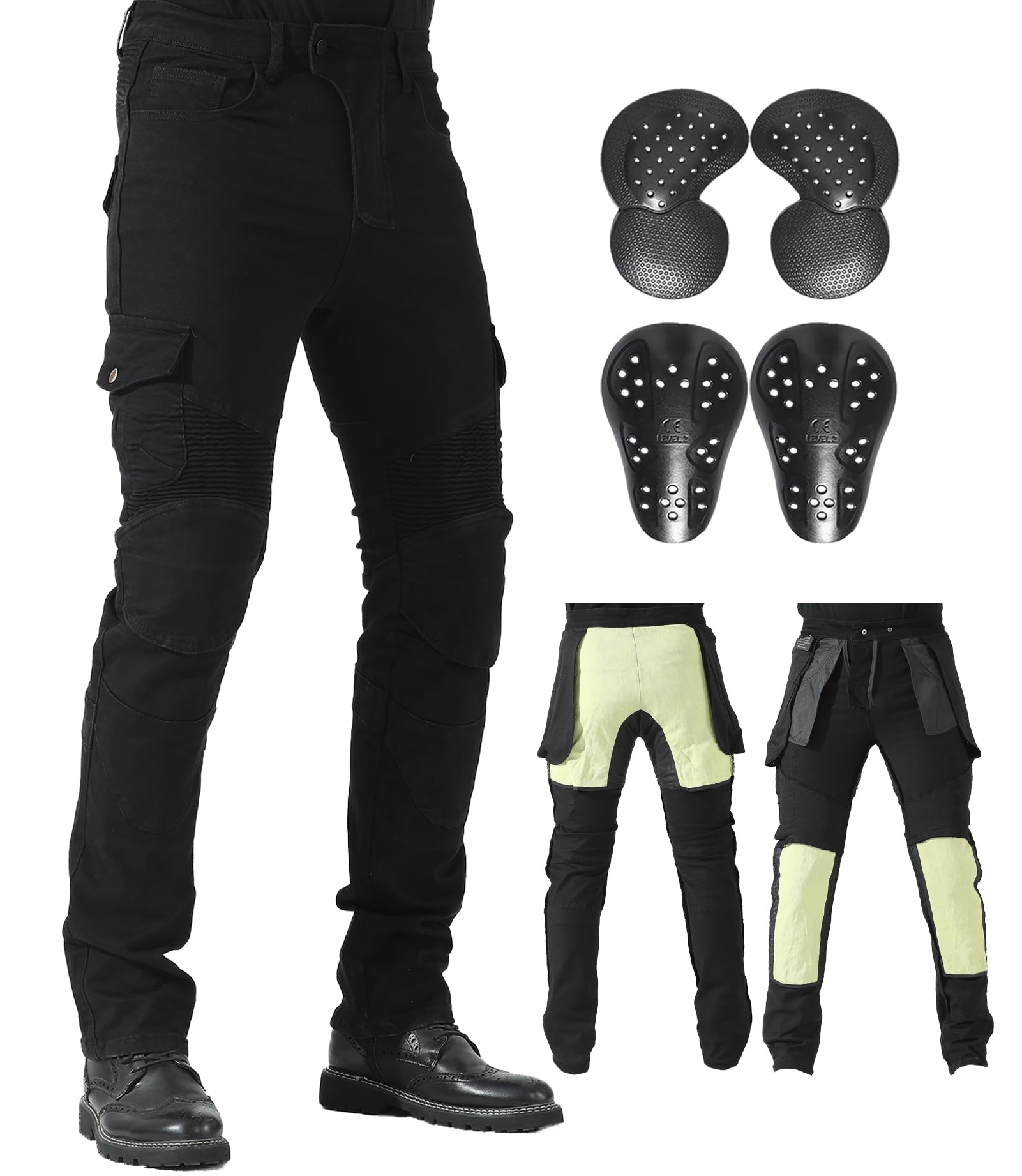 CTBQiTom Men's CE Armored Motorcycle Riding Pants - Protective Lining Motocross & Dirt Bike Jeans for Safety | Perfect for Off-Road Adventures & Daily Commuting