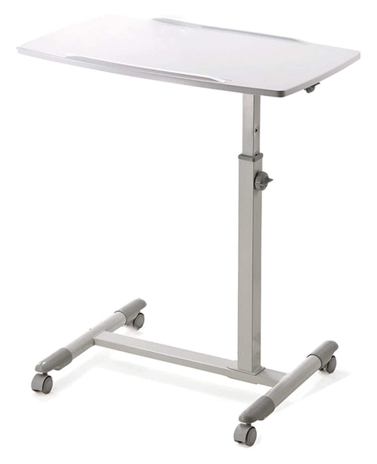 LLNN Adjustable Rolling Bed Tray Table - 70x88cm White Laptop Desk for Eating, Working & Reading in Bed | Portable Couch Side Table with Wheels | Perfect for Home Office, Dorm & Hospital Use
