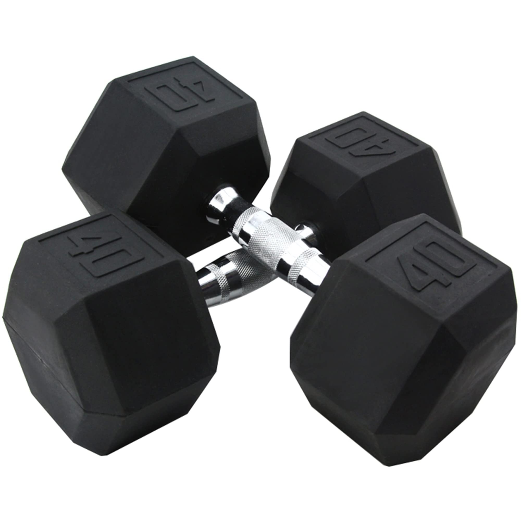 Rubber Hex Dumbbell Set 5-40 lbs - Pair of Solid Cast Iron Weights for Strength Training, Full Body Workout & Home Gym Fitness | Ideal for Weight Loss, Muscle Building & CrossFit Training