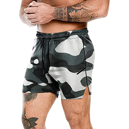 XXBR Men's Running Shorts - 2-in-1 Camo Workout Shorts with 5-Inch Inseam for Gym, Yoga & Outdoor Sports | Lightweight Athletic Shorts for Jogging, Training & Active Lifestyle