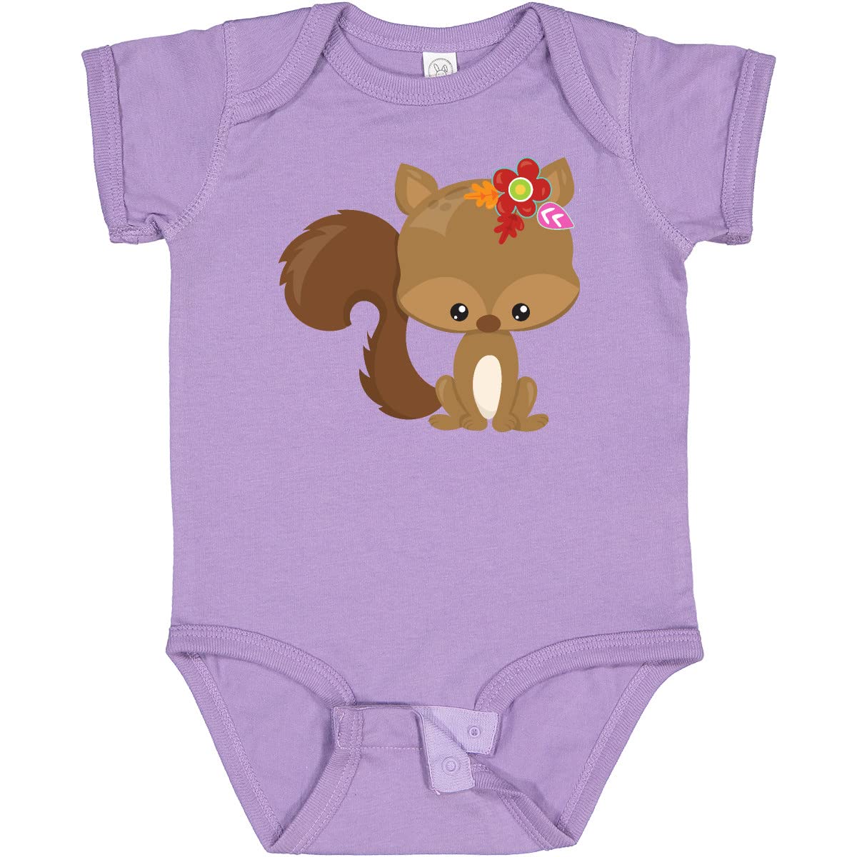 Inktastic Spring Animals Baby Bodysuit - Cute Squirrel & Colorful Flowers Design - Soft Cotton Infant Onesie for Spring Outfits, Photo Shoots & Playdates