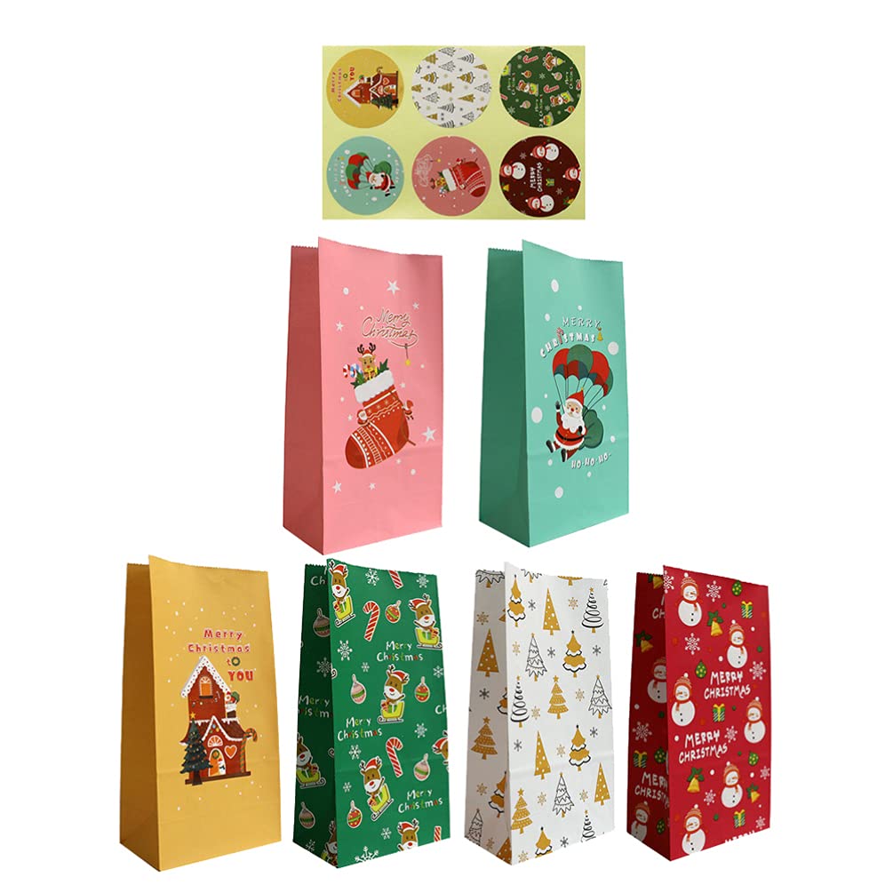 BESTOYARD 24-Pack Christmas Candy Gift Bags - Santa Claus & Snowman Design, Folding Treat Bags for Holiday Parties, Xmas Treats, and Gift Wrapping | Perfect for Christmas Celebrations, Office Gifts & Stocking Stuffers