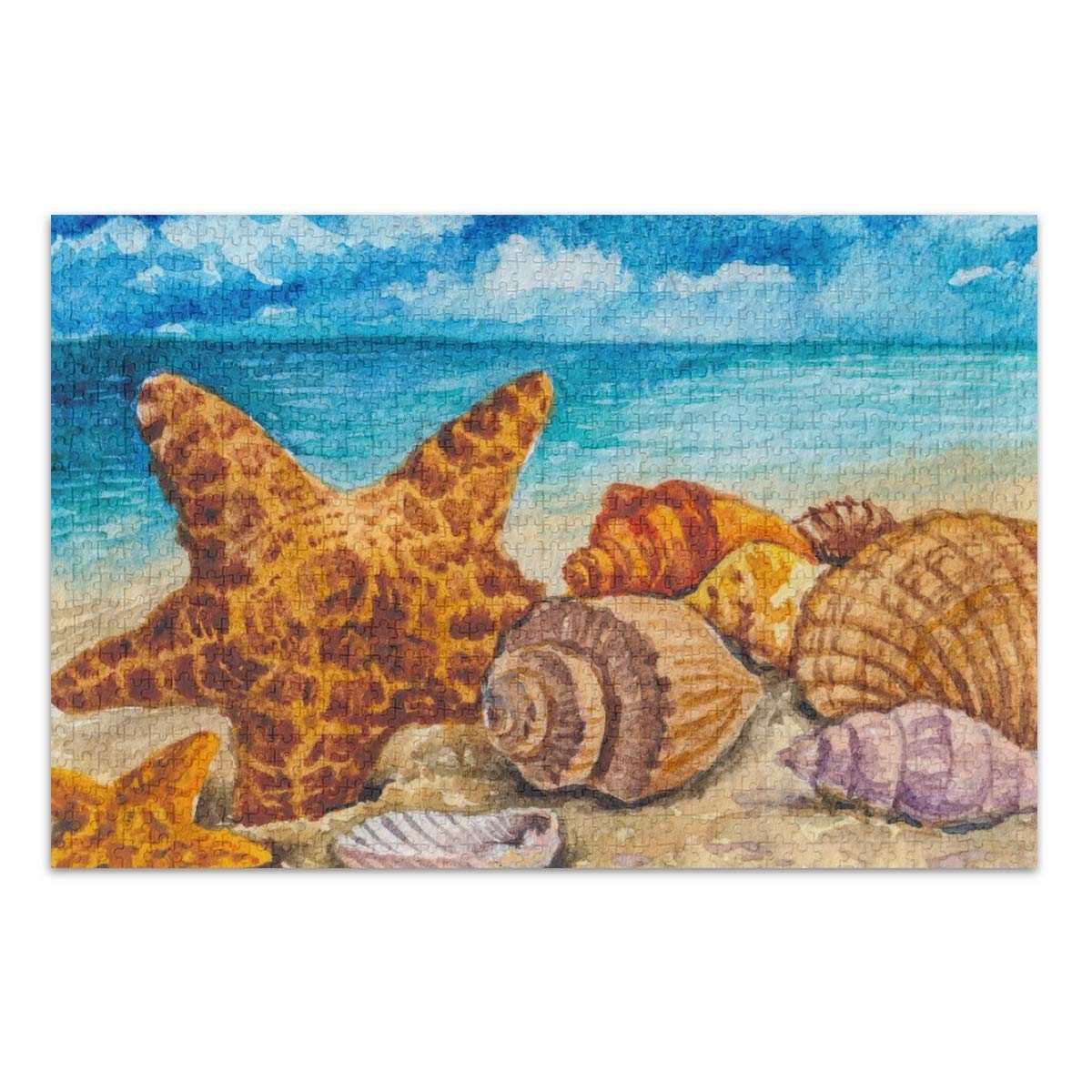 500-Piece Adult Jigsaw Puzzle - Seashells & Starfish for Family Game Night | Educational Toy & Home Decor