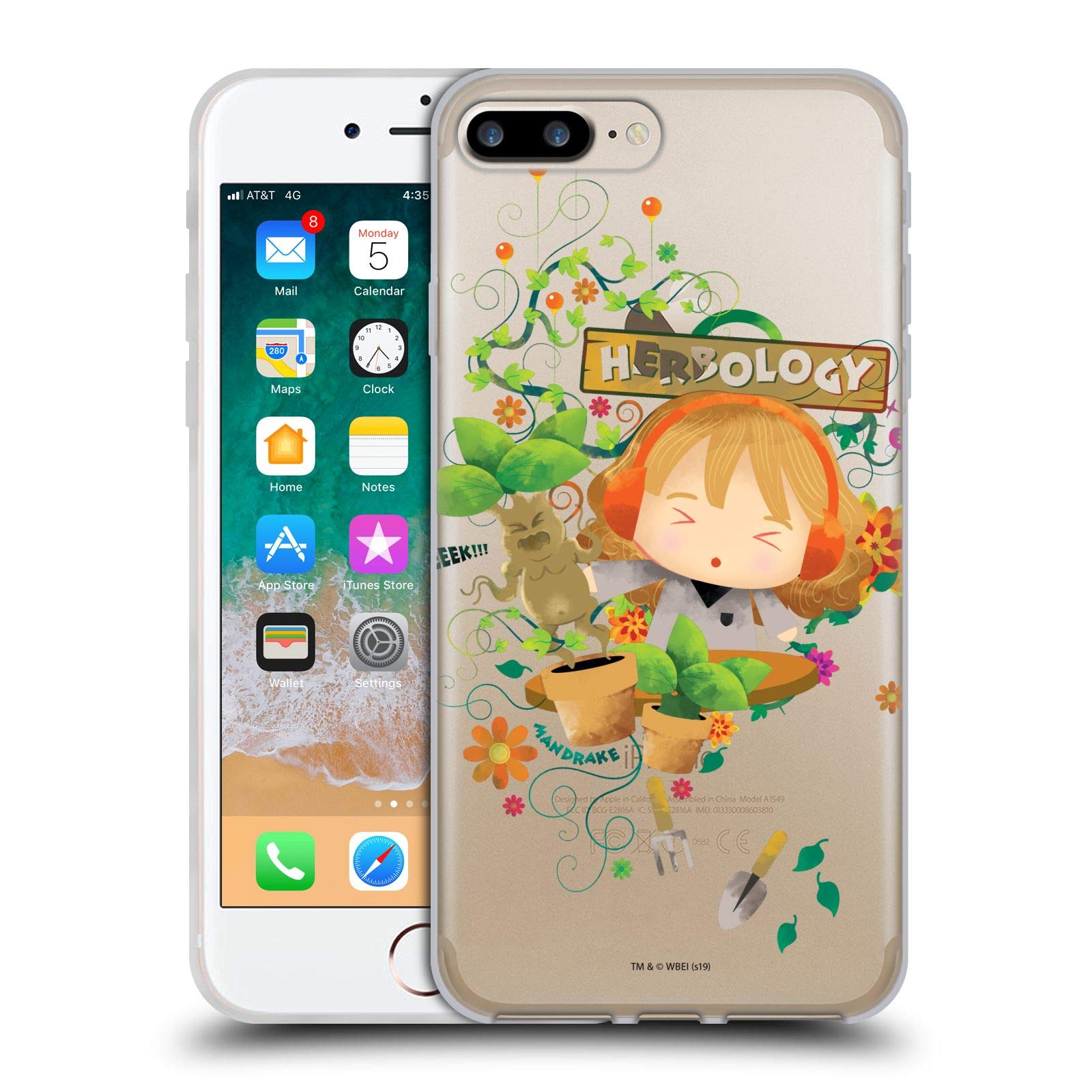 Official Harry Potter Herbology Deathly Hallows II Soft Gel Case for iPhone 7 Plus/iPhone 8 Plus - Licensed by Head Case Designs | Perfect for Potter Fans, School, Work & Everyday Use