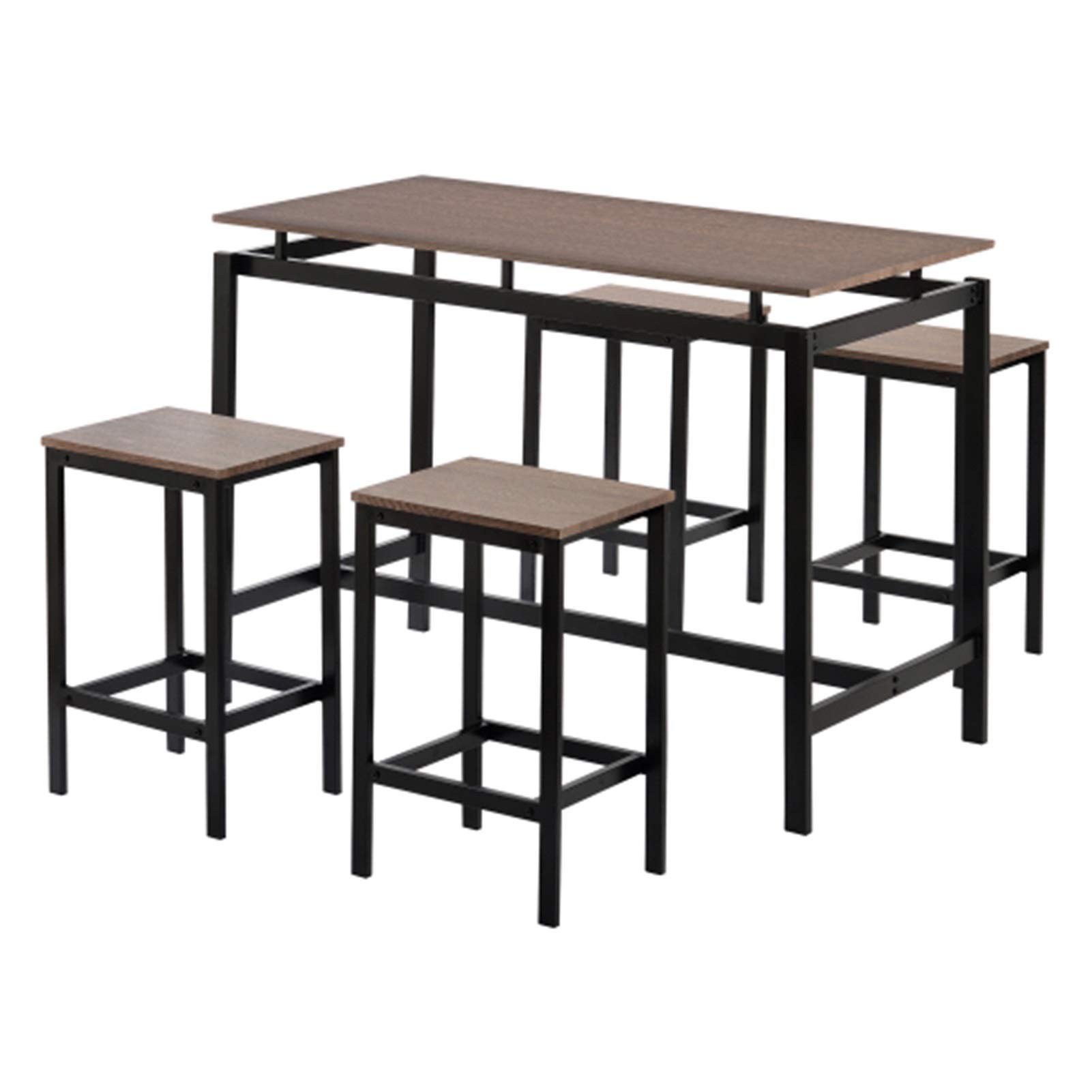 5-Piece Counter Height Dining Table Set with 4 Chairs - Dark Brown Kitchen Table & Chairs Furniture Set for Small Spaces, Breakfast Nook, Apartment Dining, and Compact Kitchens