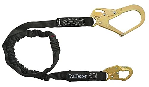 Condor Shock Absorbing Lanyard 6ft - 425lb Weight Capacity Safety Lanyard for Construction, Roofing & Fall Protection - Heavy Duty Black Safety Harness Lanyard for Work at Height