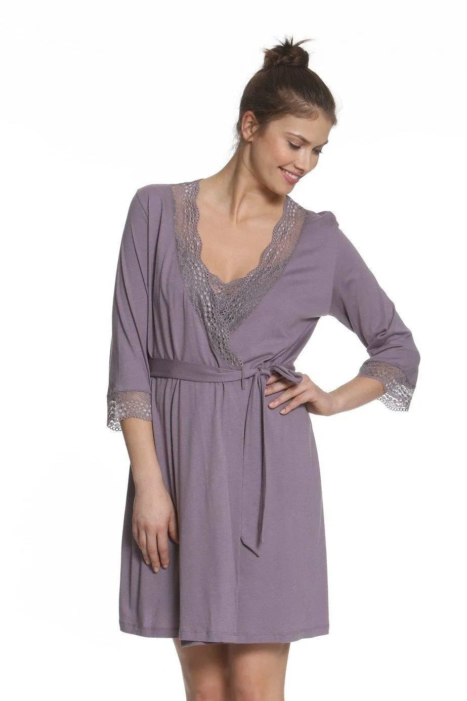 Elegant Leslie Lace Accented Robe - Women's Luxury Lace Trimmed Bathrobe for Spa, Bridal & Boudoir - Perfect for Relaxation, Bridal Showers & Romantic Evenings