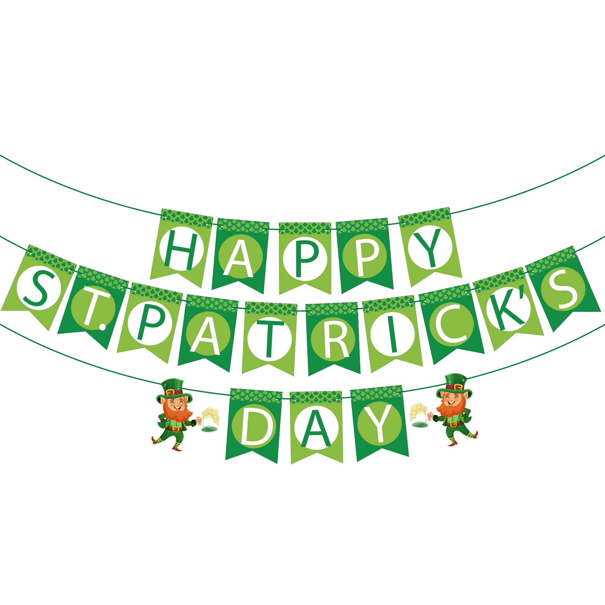 10ft Large Happy St. Patrick's Day Banner - Shamrock Themed Party Decor for Windows, Walls & Events | St. Patrick's Day Decorations, Garland & Shamrock Window Decor | Perfect for Home, Office & Irish Pub Celebrations