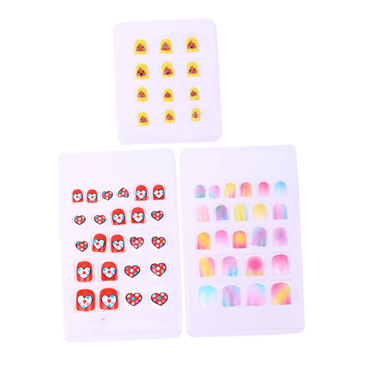 FOMIYES 60pcs Kids Nail Wraps - Heart Shaped Fake Nails & Nail Art Stickers for Girls | Short False Nails, Nail Decals for Parties, Halloween & Playtime
