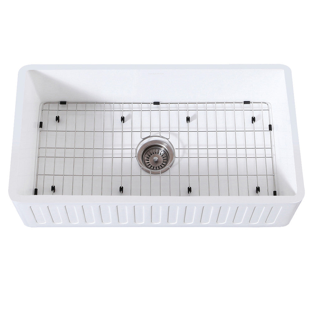 Premium Gourmetier Arcticstone Farmhouse Kitchen Sink - Durable 33-Inch Undermount Stainless Steel Sink with Drainboard - Perfect for Rustic Kitchens, Remodeling & Heavy-Duty Cooking