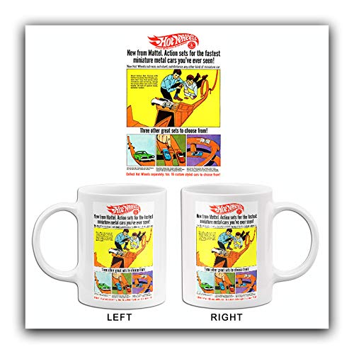Hot Wheels 1968 Action Sets Collectible Promotional Advertising Mug - Vintage Car Enthusiast Gift, Coffee Cup for Office & Home Use