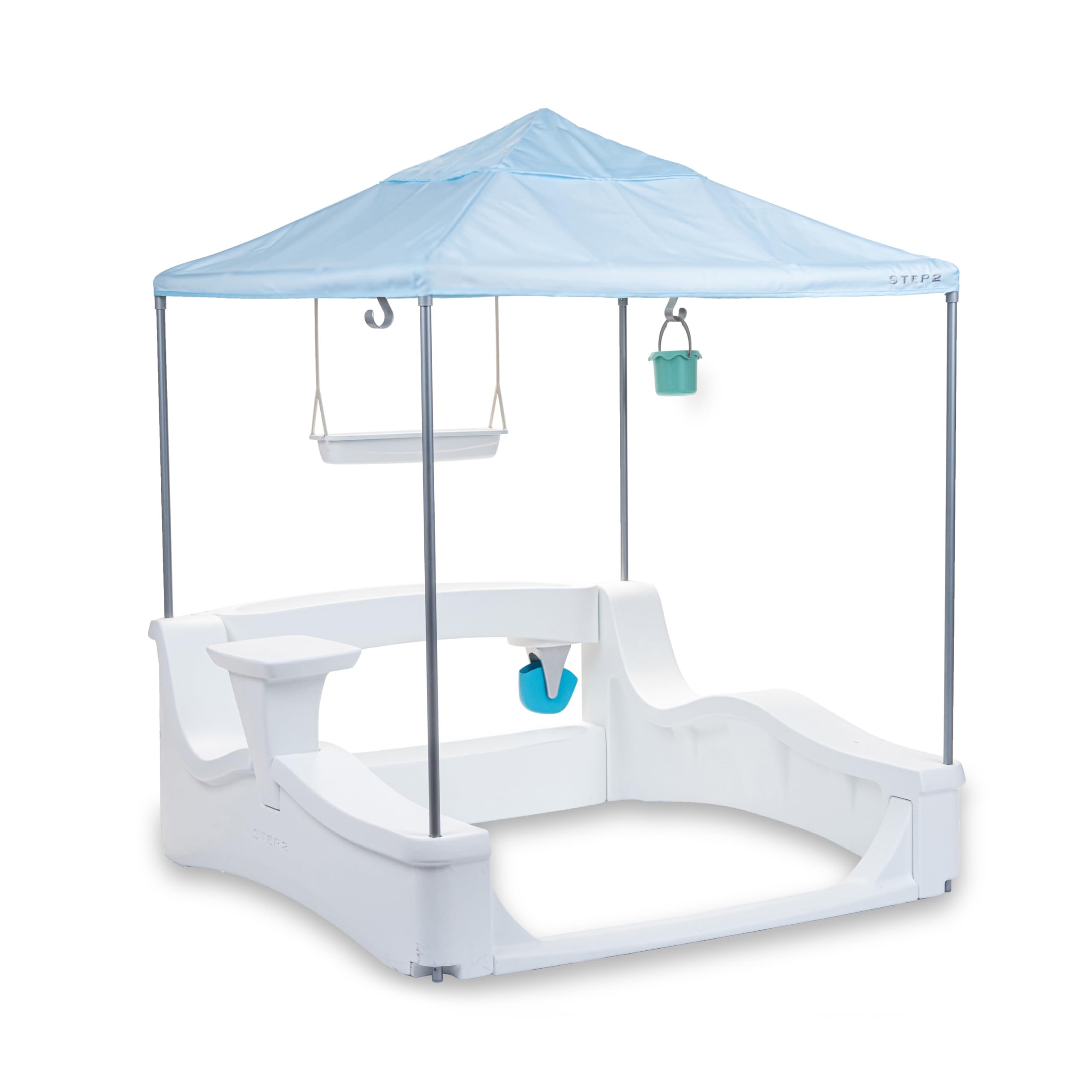 Step2 Vero Kid Cabana - Shaded Poolside Retreat with Water Play & Snack Station | Fade-Resistant & Waterproof | Easy Assembly White Outdoor Playset for Kids | Perfect for Backyard, Poolside & Summer Fun