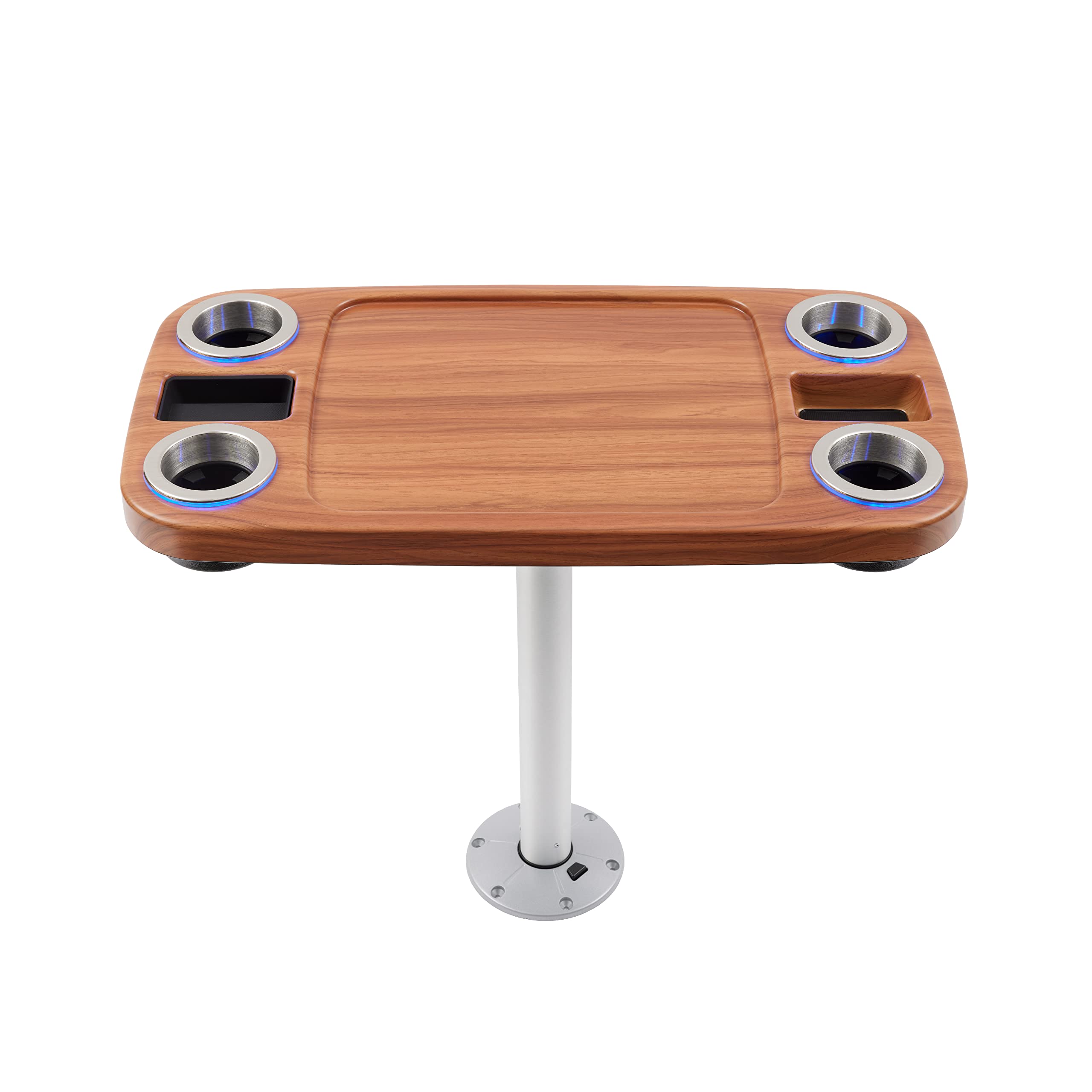 ITC Lit Marine Boat Table Leg Set - Pontoon Accessories with Blue LED Drink Holder for Boating & Outdoor Parties