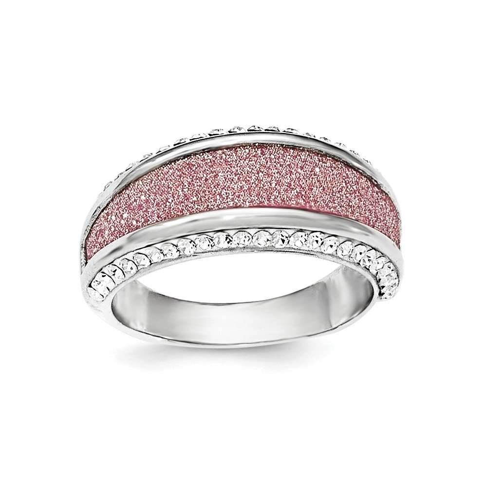 925 Sterling Silver Pink Crystal Laser Glitter Ring - Elegant Stackable Band for Women, Perfect for Parties, Weddings & Everyday Wear
