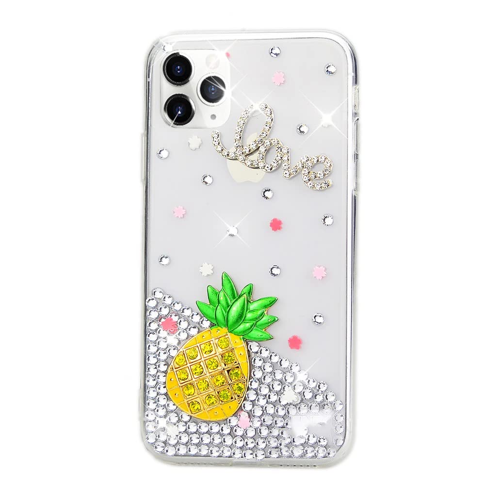 AS-Zeke Elegant Pineapple LOVE Handmade Phone Case for Samsung Galaxy A20 (6.4 inch 2019) - Yellow | Cute Protective Cover for Everyday Use & Gift Giving