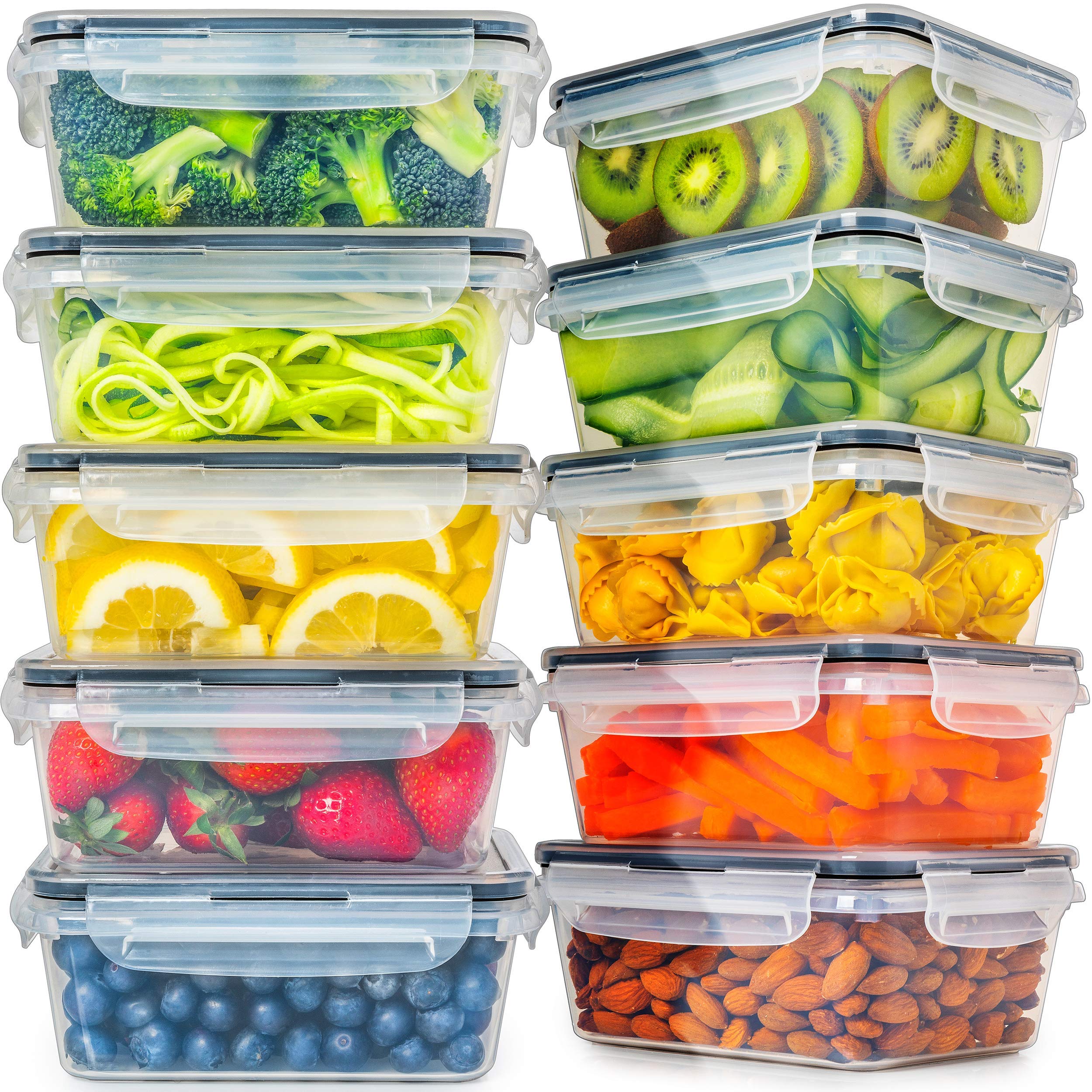 Fullstar 10-Pack (30 oz) BPA-Free Plastic Food Storage Containers with Lids - Leak-Proof Kitchen Organization & Meal Prep Containers for Lunch, Leftovers, Pantry Storage & On-the-Go Snacks