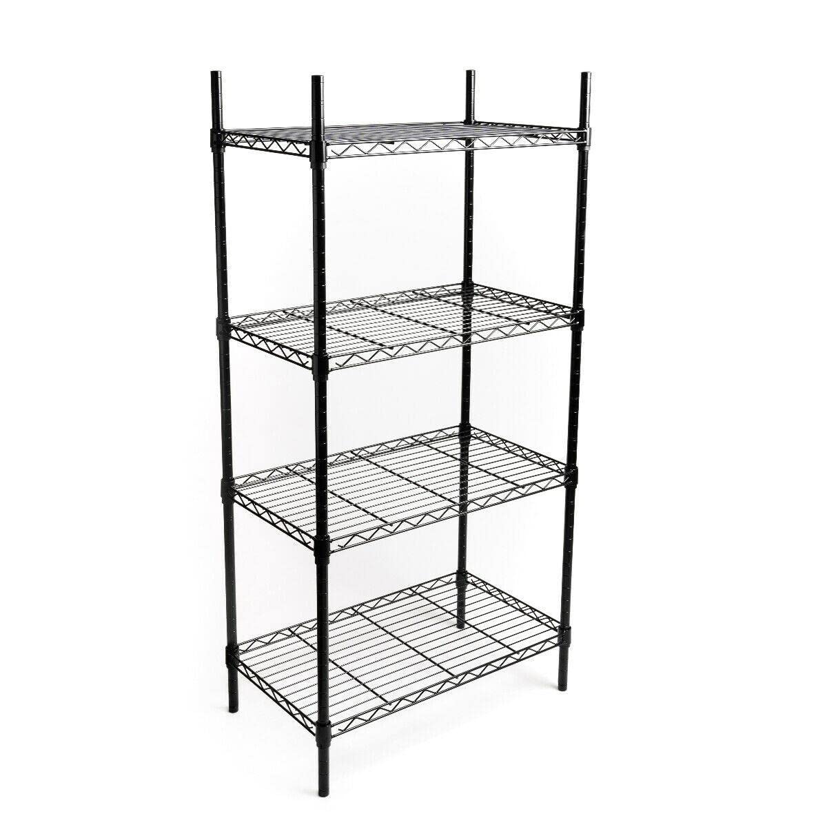 4-Tier Wire Shelving Unit - Heavy Duty Metal Storage Rack for Home & Office Organization - Bookshelf, Wall Shelf, Closet Organizer - Perfect for Bedroom, Bathroom, Garage & Pantry Storage Solutions