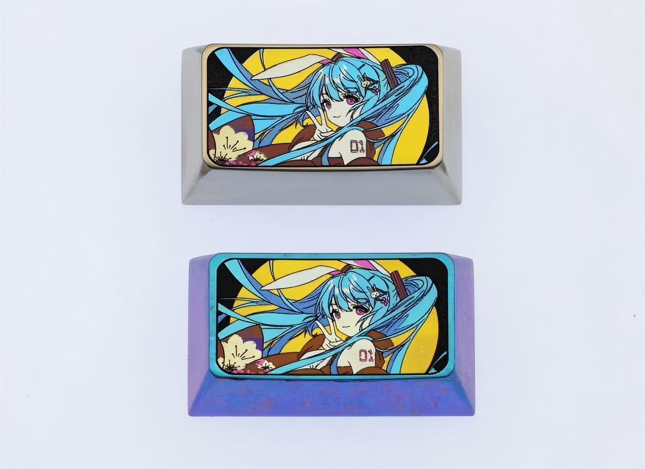 Hatsune Miku Titanium Alloy Figure - Handcrafted Colored Titanium Precision Carving - Anime Collectible for Display & Gift Giving