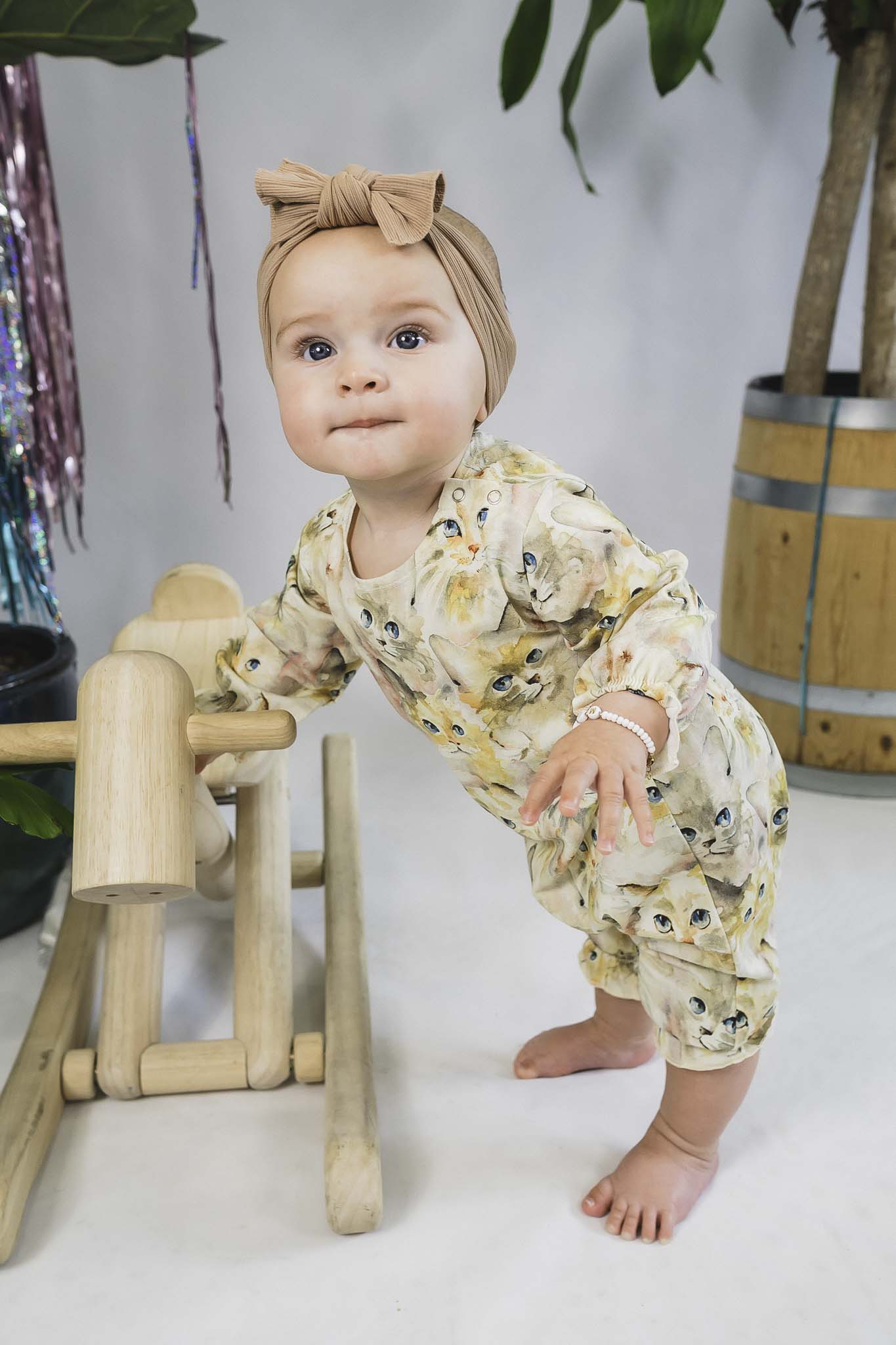 Florina Aquarelle Cats Romper for Baby Girls - Soft Cotton Jumpsuit with Cute Cat Print - Perfect for Playdates, Photo Shoots & Everyday Wear