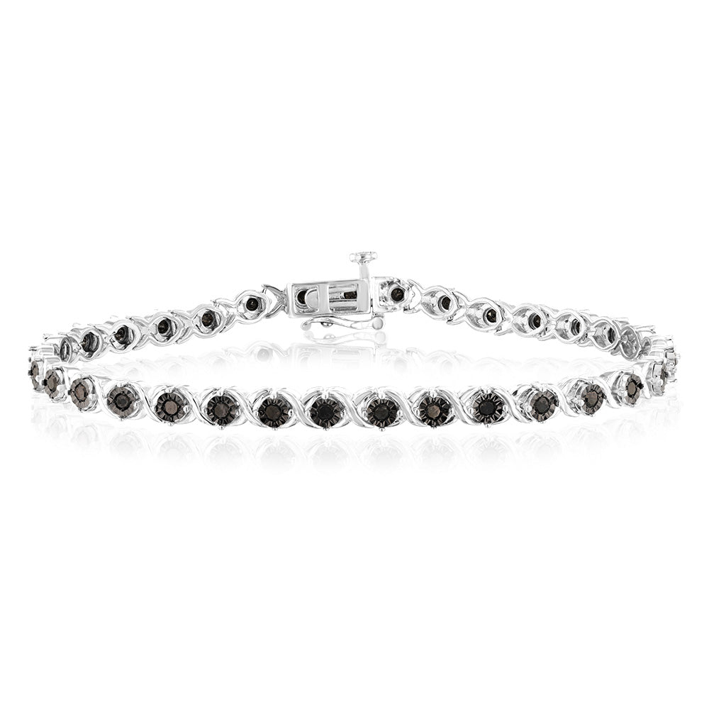0.95 Carat Black Diamond Sterling Silver Bracelet for Women - Elegant Jewelry Gift for Anniversary, Wedding & Special Occasions