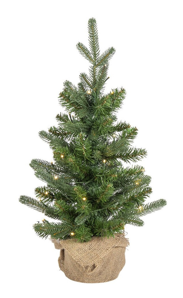 2' Monaco Fir Potted Artificial Christmas Tree with Dual LED Lights - Perfect for Home, Office, and Holiday Decorations