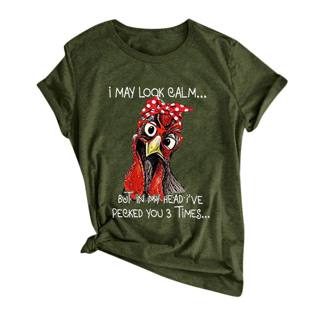 Women's 3/4 Sleeve Casual Blouse - Letter Print Loose Fit O-Neck Short T-Shirt Top for Everyday Wear & Spring Outfits