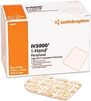 Opsite IV3000 Transparent Dressing with Tape Handles, 4x8 Inches, 50/Bx – Ideal for IV Catheter Securement and Wound Care Protection