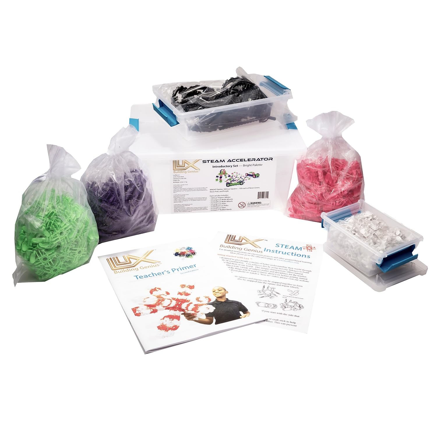 STEM Building Blocks Set - 460-Piece Educational Construction Kit for Kids, Flexible & Versatile STEAM Learning Toys for Home, School, Classroom & Group Therapy Activities | Bright Colorful Pieces for Creative Play