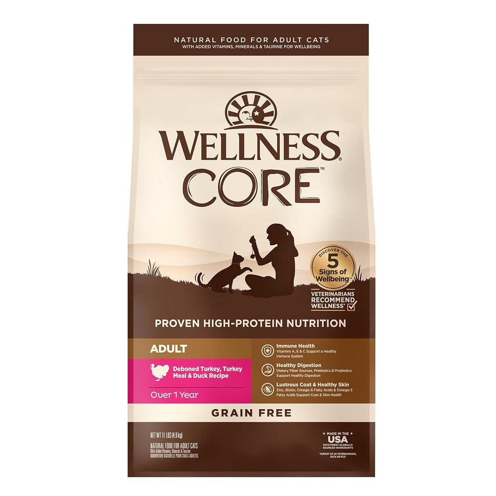 Premium CORE Turkey & Duck Adult Cat Dry Food - High Protein Grain-Free Recipe for Healthy Skin & Coat - Ideal for Indoor & Outdoor Cats
