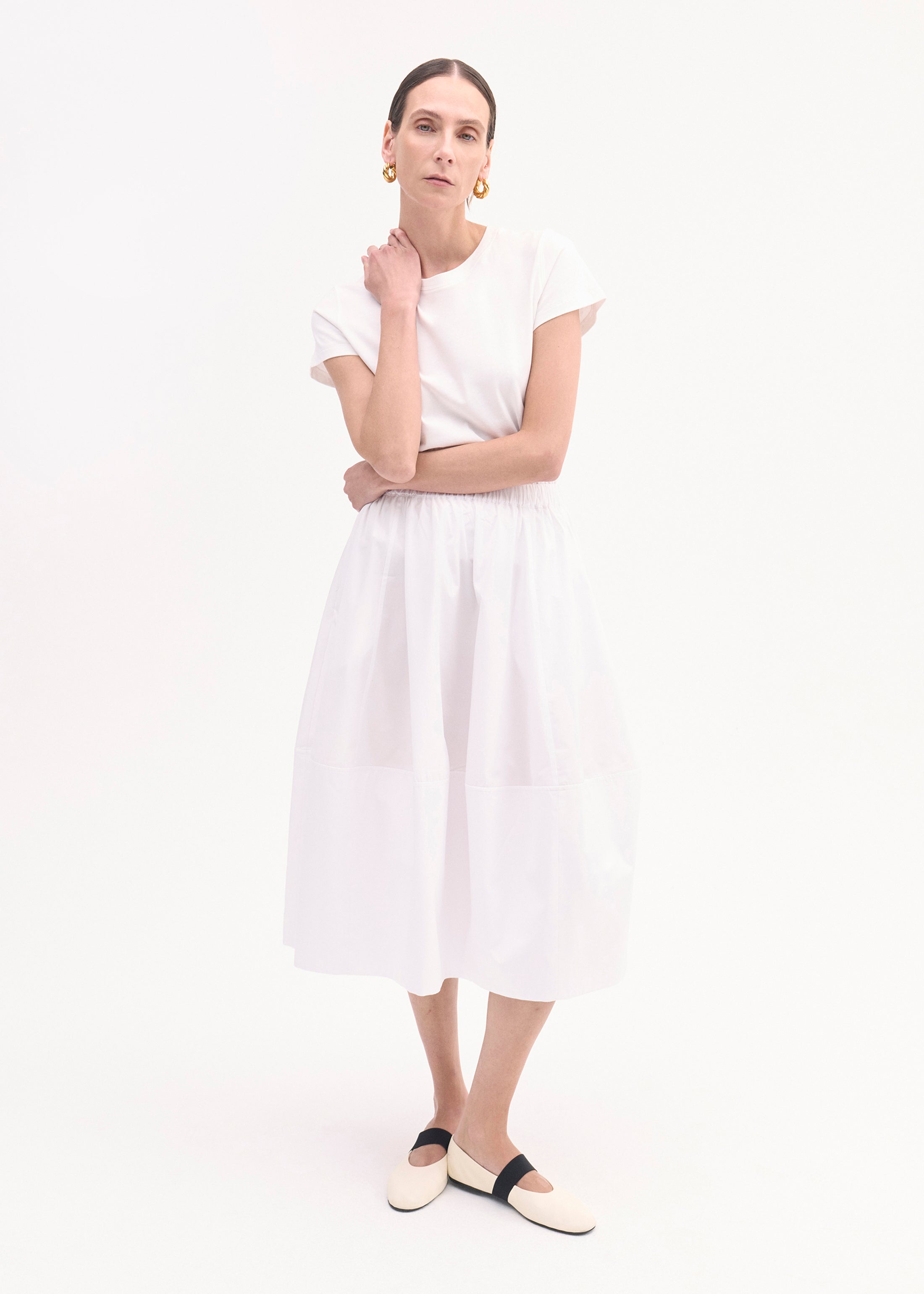 Stylish White Cotton Poplin Full Skirt for Women - Perfect for Casual Outings, Office Wear & Summer Dresses
