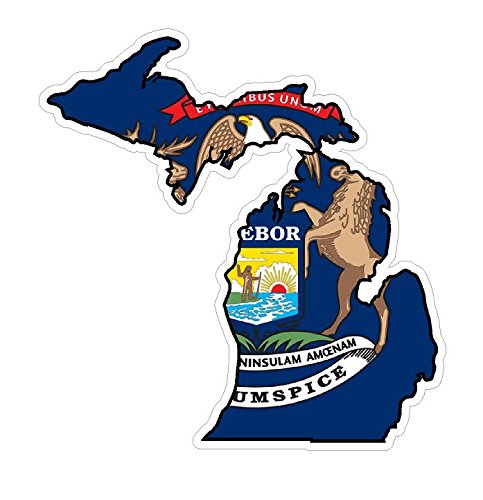 Michigan State Premium Distressed Vinyl Decal - USA Flag Black & White Design - Waterproof 5-Inch Car Sticker for Windows, Trucks & Laptops - Perfect for American State Pride & Patriotic Decor