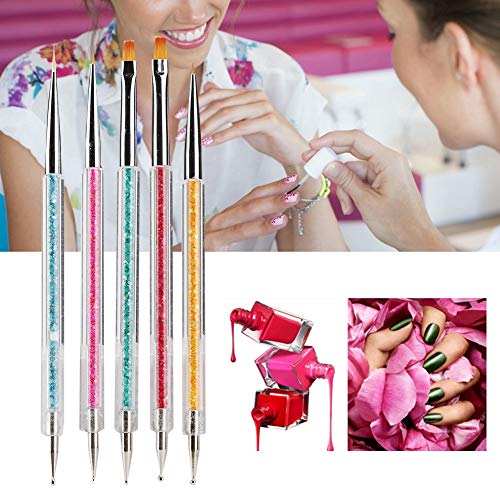 5pcs Nail Art Brush Pen Set - Professional Plastic Nail Design UV Gel Painting & Dotting Tools for Acrylic Nails, DIY Drawing & Liner - Perfect for Salon, Home Manicure & Nail Art Enthusiasts | Great for Gel Polish Application, French Tips & Creative Nail Designs
