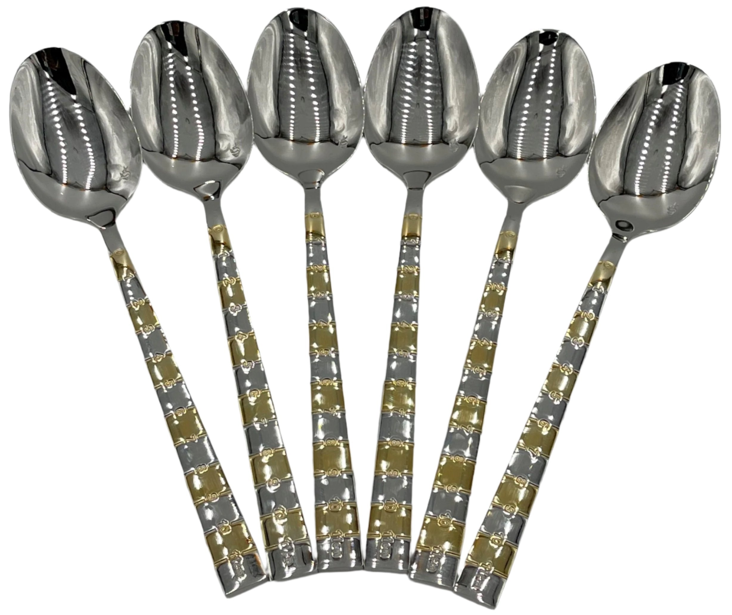 6-Piece Elegant Gold/Silver Dinner Spoon Set - Perfect for Formal Dining, Wedding Gifts & Home Decor