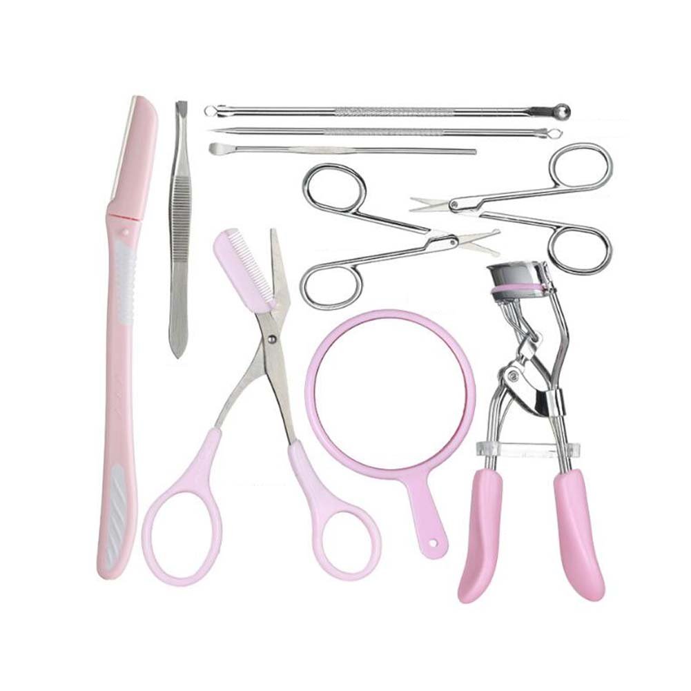 Professional 10-Piece Eyebrow Tools Set - Eyebrow Tweezers, Scissors, Brushes & More for Perfect Brows | Ideal for Home, Salon & Travel Use