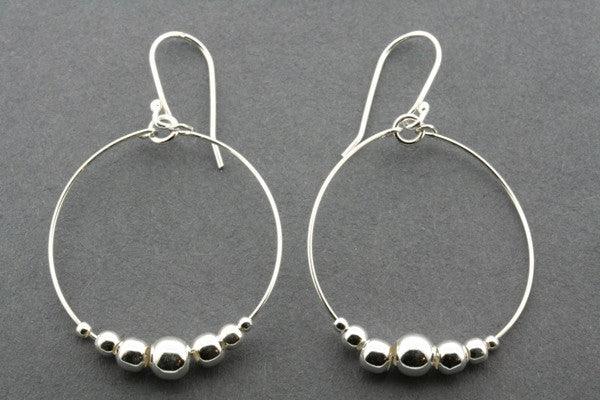 5 Bead Circle Hoop Earrings Sterling Silver 925 - Dainty Minimalist Jewelry for Women, Everyday Wear & Gift Giving