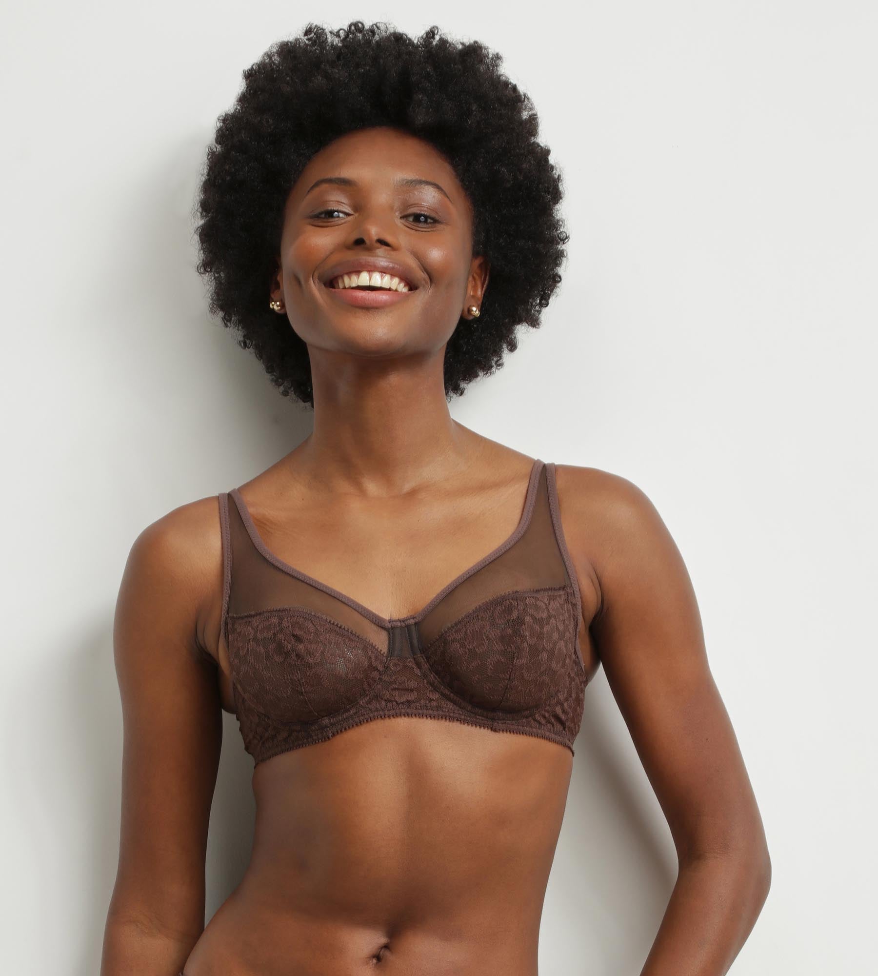 Lace Leopard Print Chocolate Push Up Bra by Dim Generous - Perfect for Date Nights & Special Occasions