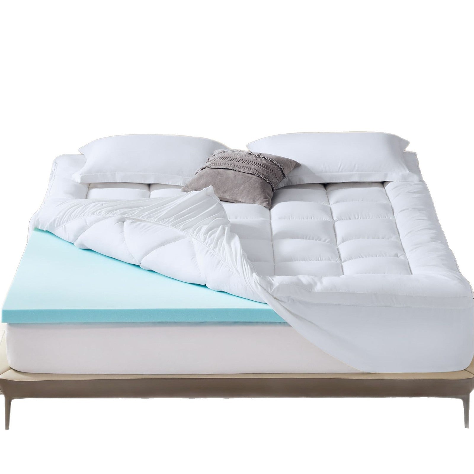 Rejuvenate Dual Layer Mattress Topper - Cooling Memory Foam & Supportive Comfort for Back Pain Relief - Perfect for Hot Sleepers & Side Sleepers (Queen Size)