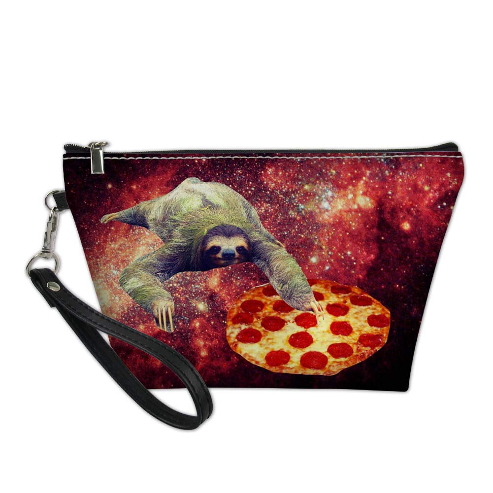 **AMZBeauty Women's Galaxy Sloth Cosmetic Bag – PU Leather Travel Makeup Pouch with Handle & Zipper – Perfect for Toiletries, Travel & Daily Organization**