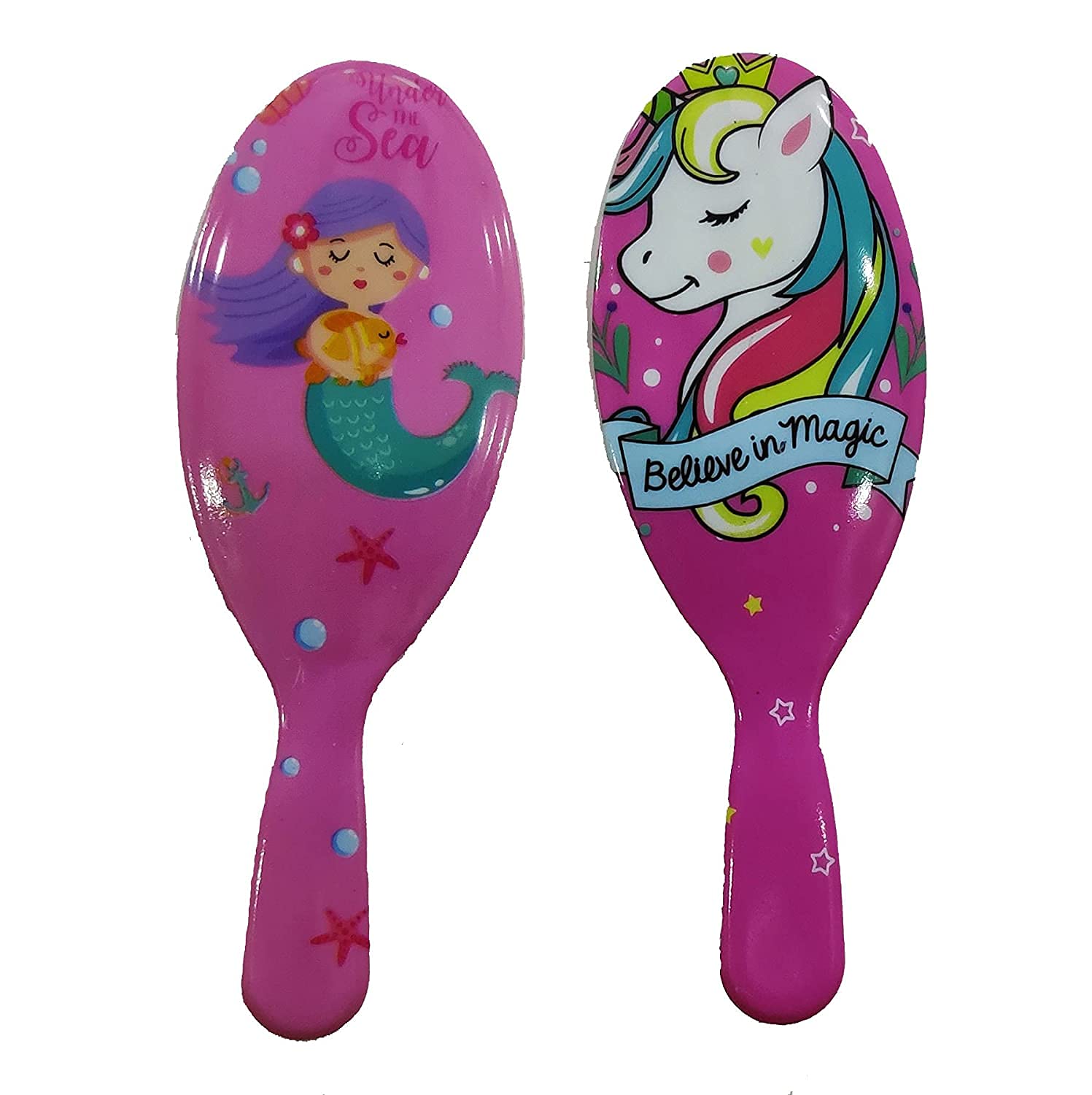 Premium Chuz N Pick Fancy Hair Brush Set of 2 - Best Shower & Styling Brush for Smooth Hair - Perfect Gift for Women & Girls - Random Designs (Great for Daily Hair Care, Travel & Birthday Gifts)