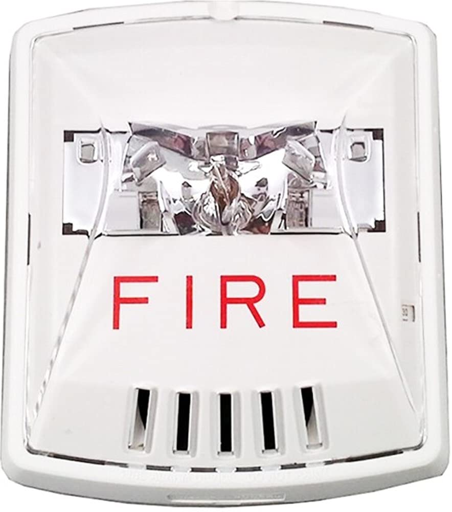 Wheelock HSW White Wall Mount Fire Alarm Horn Strobe - 3 Audible Settings & 8 Candela Options (15-185 cd) - Ideal for Commercial Buildings, Warehouses, and Industrial Facilities